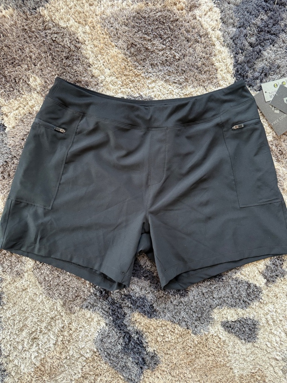 Free Country Black Athletic Zip-Pocket Shorts.